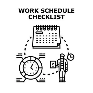 Person scheduling tasks using agenda and checklist system Stock Illustration