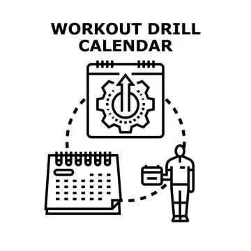 Person scheduling workout drill calendar progress イラスト素材