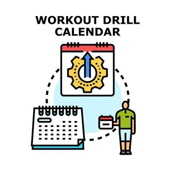 Person scheduling workout drill calendar progress イラスト素材