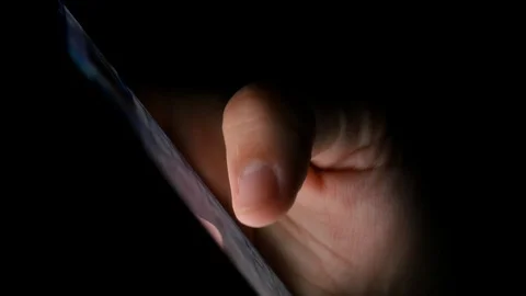 Person Scrolls Through Social Media Late At Night Stock Footage 100008675