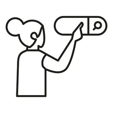 Person searching online information using search bar 库存插图