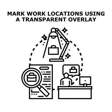 Person searching for work location via document analysis イラスト素材