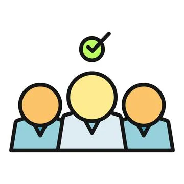 Person selected from a team with checkmark icon Stock Illustration