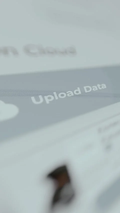 Person selects the option labeled Upload Data with a cloud icon Stock Footage 329751846