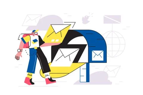 Person sending letter via post box Stock Illustration
