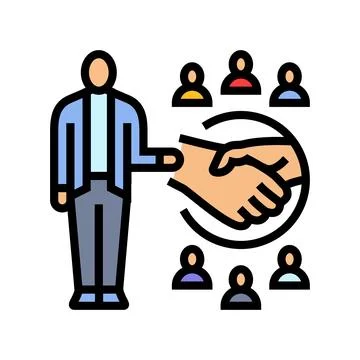 Person shaking hands many different managers color icon vector illustration Stock Illustration