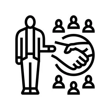 Person shaking hands many different managers line icon vector illustration Stock Illustration