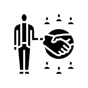 Person shaking hands many different managers glyph icon vector illustration Stock Illustration