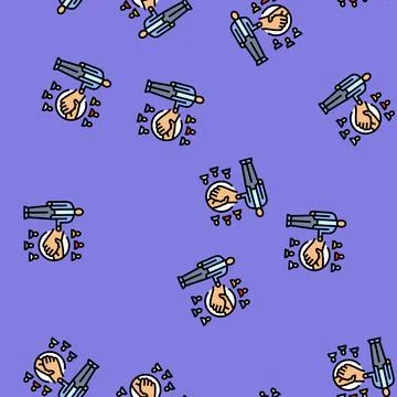 Person shaking hands many different managers vector seamless pattern Stock Illustration