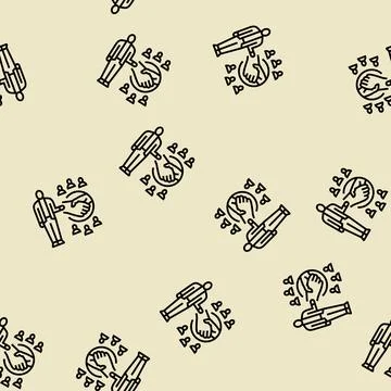 Person shaking hands many different managers line seamless pattern Stock Illustration