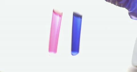 A person shaking two test tubes in a lab Stock Footage 48982467