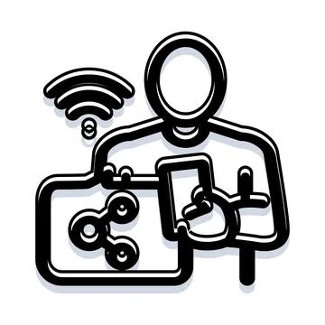 Person sharing content using mobile technology online Stock Illustration