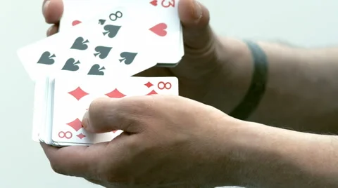 Person Shuffling a Pack of Playing Cards Stock Footage 56733093