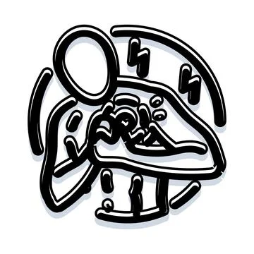 Person sick in bed experiencing disease symptoms Stock Illustration