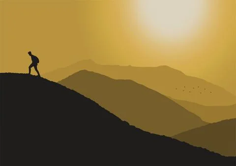 Person silhouette on the desert vector Stock Illustration