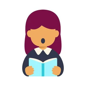 Person singing music from a book during performance Stock Illustration