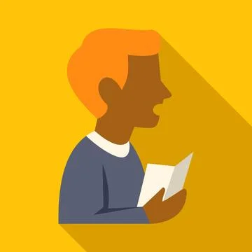 Person singing while holding music sheet icon Stock Illustration