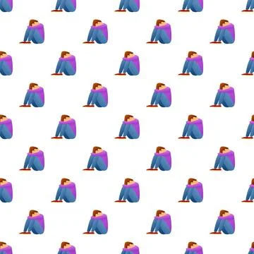 Person sitting alone feeling sadness and frustration pattern Stock Illustration