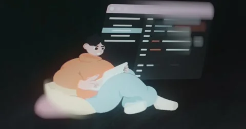 Person sitting comfortably working on a code in front of a computer Stock Footage 313492911