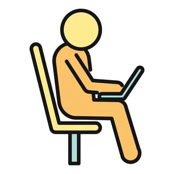 Person sitting creating content using a laptop icon 库存插图