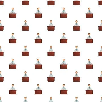Person sitting at desk seamless pattern background Stock Illustration
