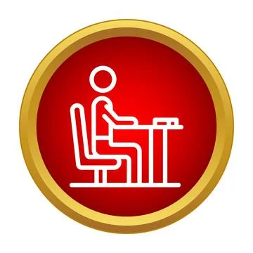 Person sitting at desk studying learning icon 스톡 일러스트