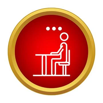 Person sitting at desk thinking process icon Stock Illustration
