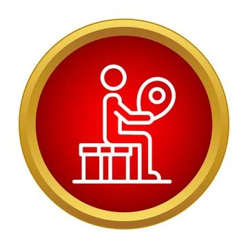 Person sitting holding a round slice of meat icon Stock Illustration