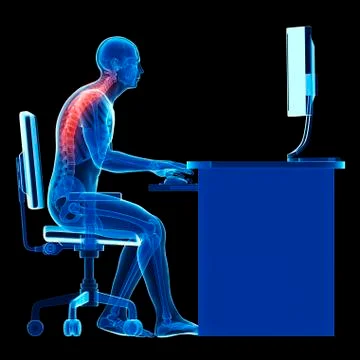 Person sitting with incorrect posture Stock Illustration