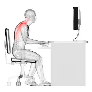 Person sitting with incorrect posture Stock Illustration