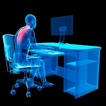 Person sitting with incorrect posture Stock Illustration