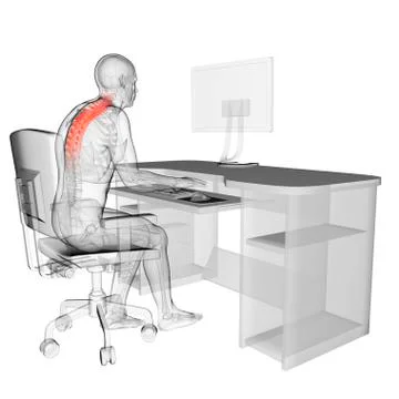 Person sitting with incorrect posture Illustrazione stock