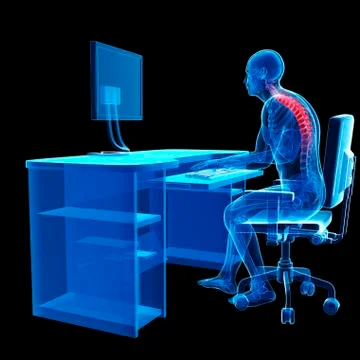Person sitting with incorrect posture Stock Illustration