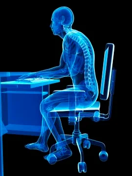 Person sitting with incorrect posture Stock Illustration