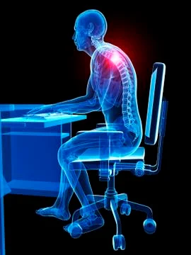 Person sitting with incorrect posture Stock Illustration