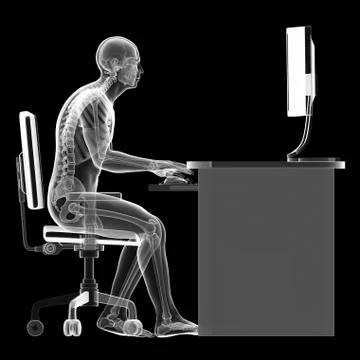 Person sitting with incorrect posture Stock Illustration