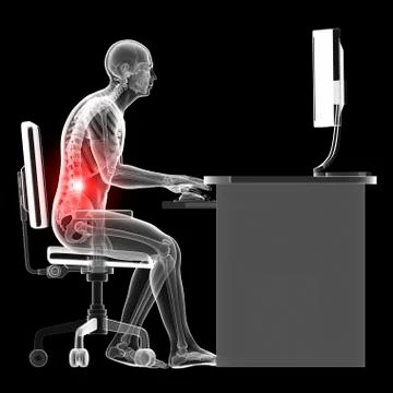 Person sitting with incorrect posture Stock Illustration