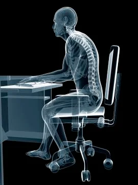 Person sitting with incorrect posture Stock Illustration