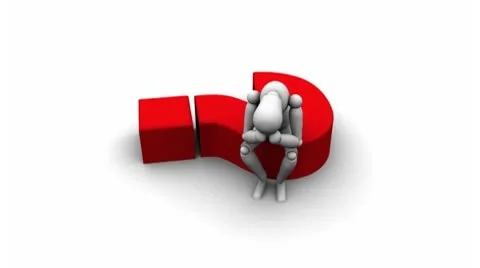 Person sitting on question mark (loop) 库存影片 9909407