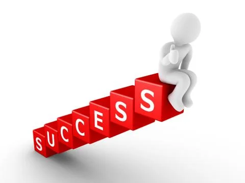 Person sitting on top of success blocks Stock Illustration