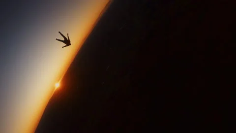 A person skydiving during sunset Stock-Footage 264504013
