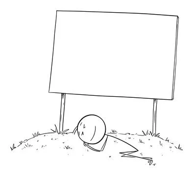 Person Is Sleeping and Procrastinating Under Empty Billboard, Vector Cartoon Stock Illustration