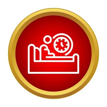 Person sleeping in bed with alarm clock icon Stock Illustration