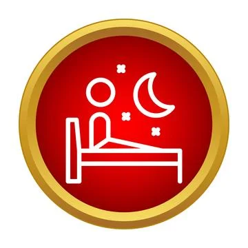 Person sleeping in bed during night icon Stock Illustration