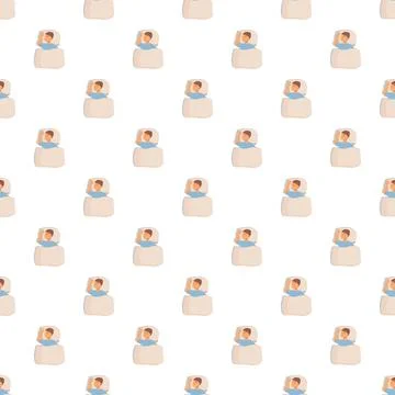 Person sleeping in bed seamless pattern illustration Stock Illustration