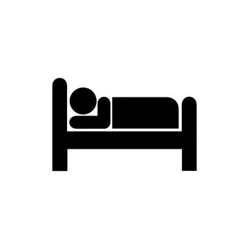 Person Sleeping in Bed. Vector icon. Stock Illustration