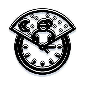 Person sleeping on clock showing night sky Ilustração Stock