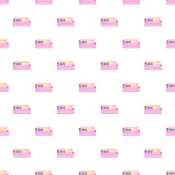 Person sleeping on pink sofa pattern background Ilustración de archivo