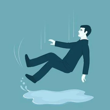 Person slipped on a water puddle, Vector cartoon Illustration Stock Illustration