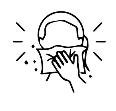 Person sneezing on tissue paper, black and white illustration Ilustración de archivo